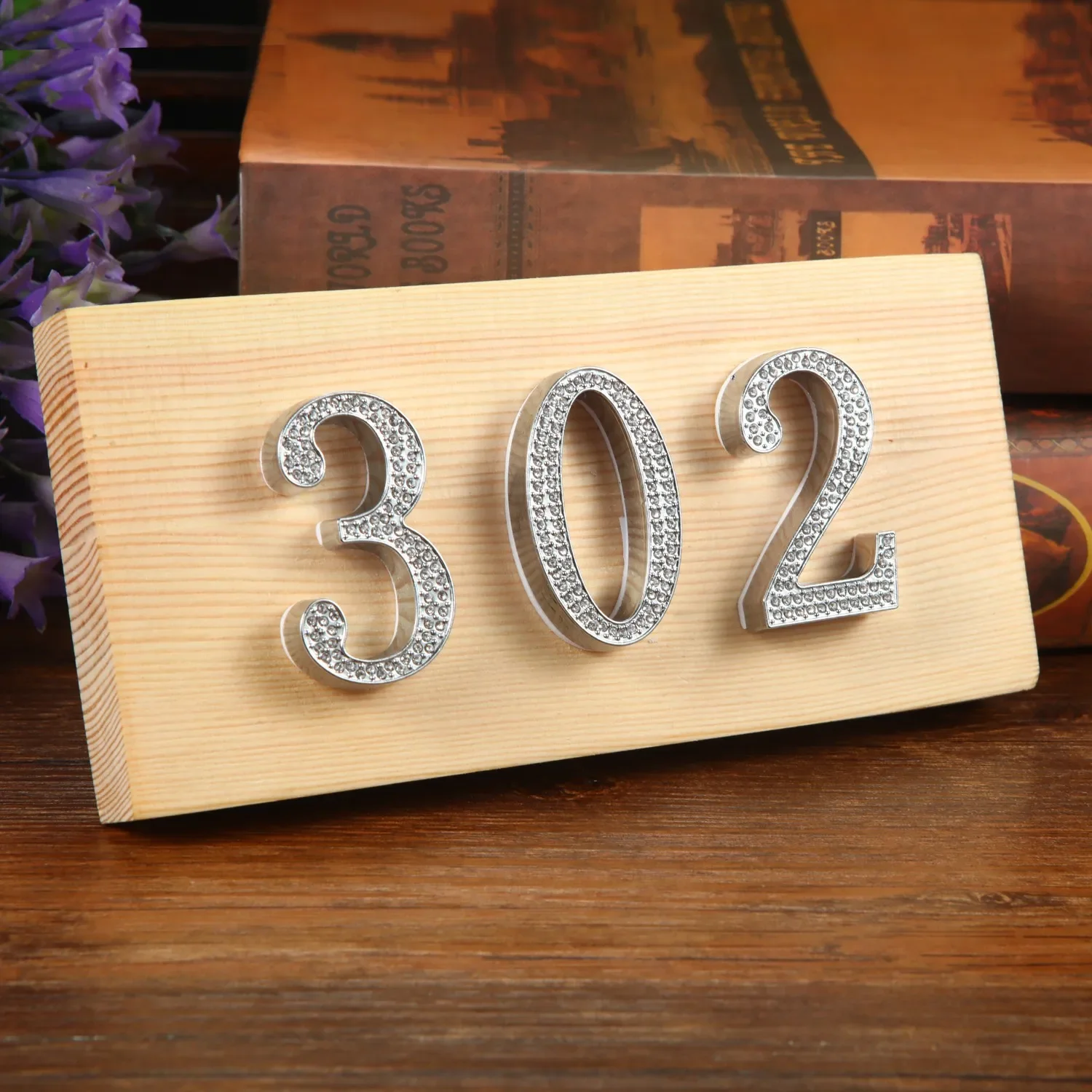 1PCS Metal House Number with Imitation Diamond Self-Adhesive Door Numbers for Apartment Hotel Home Mail Box Label Outddoor #0-9