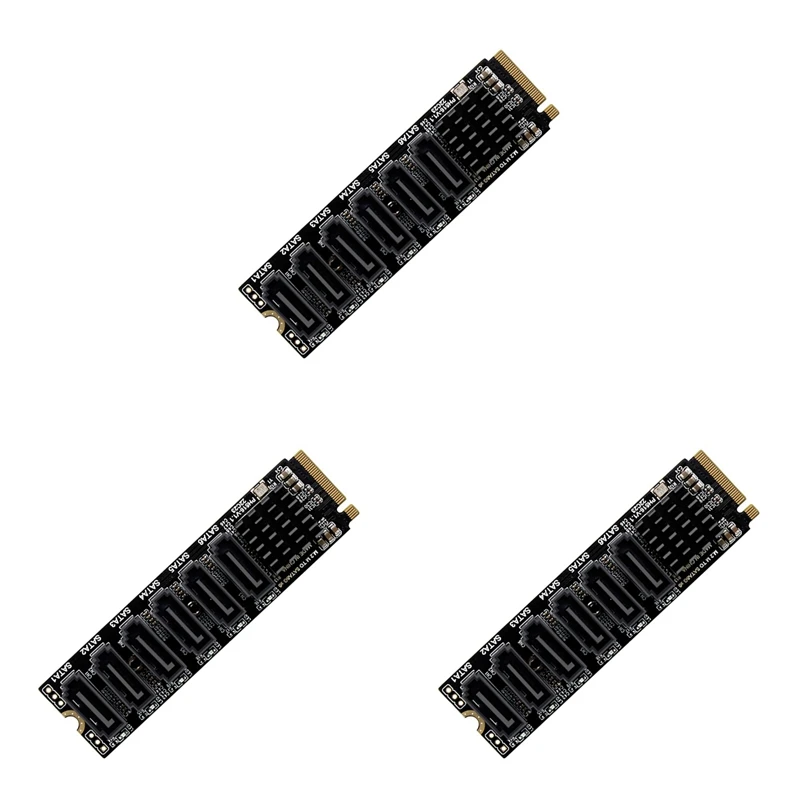 3X M.2 NVME PCI-E PCIE X4 X8 X16 To 6 Port 3.0 SATA Adapter Card Riser ASM1166 Chassis Server PC Computer Expansion Card