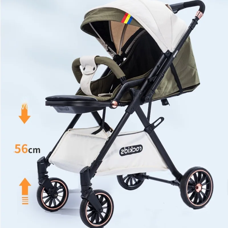 Two-way High View Baby Strollers, Can Sit and Lie Down Foldable Stroller 0-3-6 Years Old Lightweight Strollers Baby Carriage