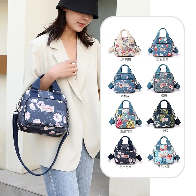 Fashion Floral Pattern Girls Shoulder Bag Pretty Style Female Messenger Bag High Quality Fabric Nylon Women Handbag bolsas mujer