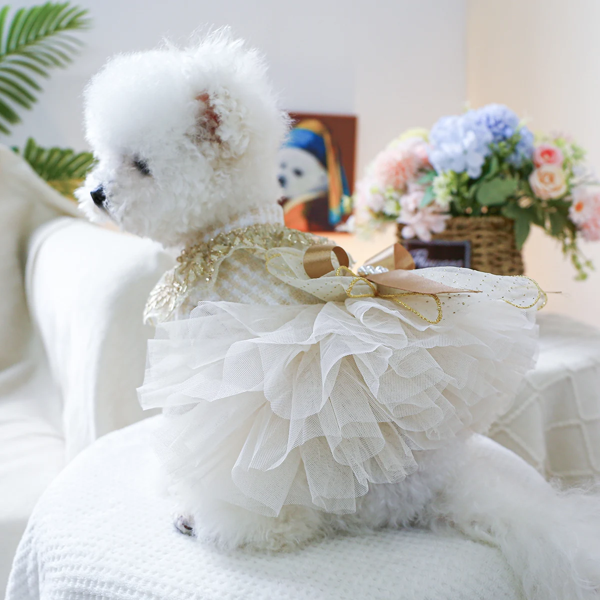 1PC Pet Clothing Spring and Autumn Dream Starry Wedding Dress Princess Dress Suitable for Small and Medium sized Dogs