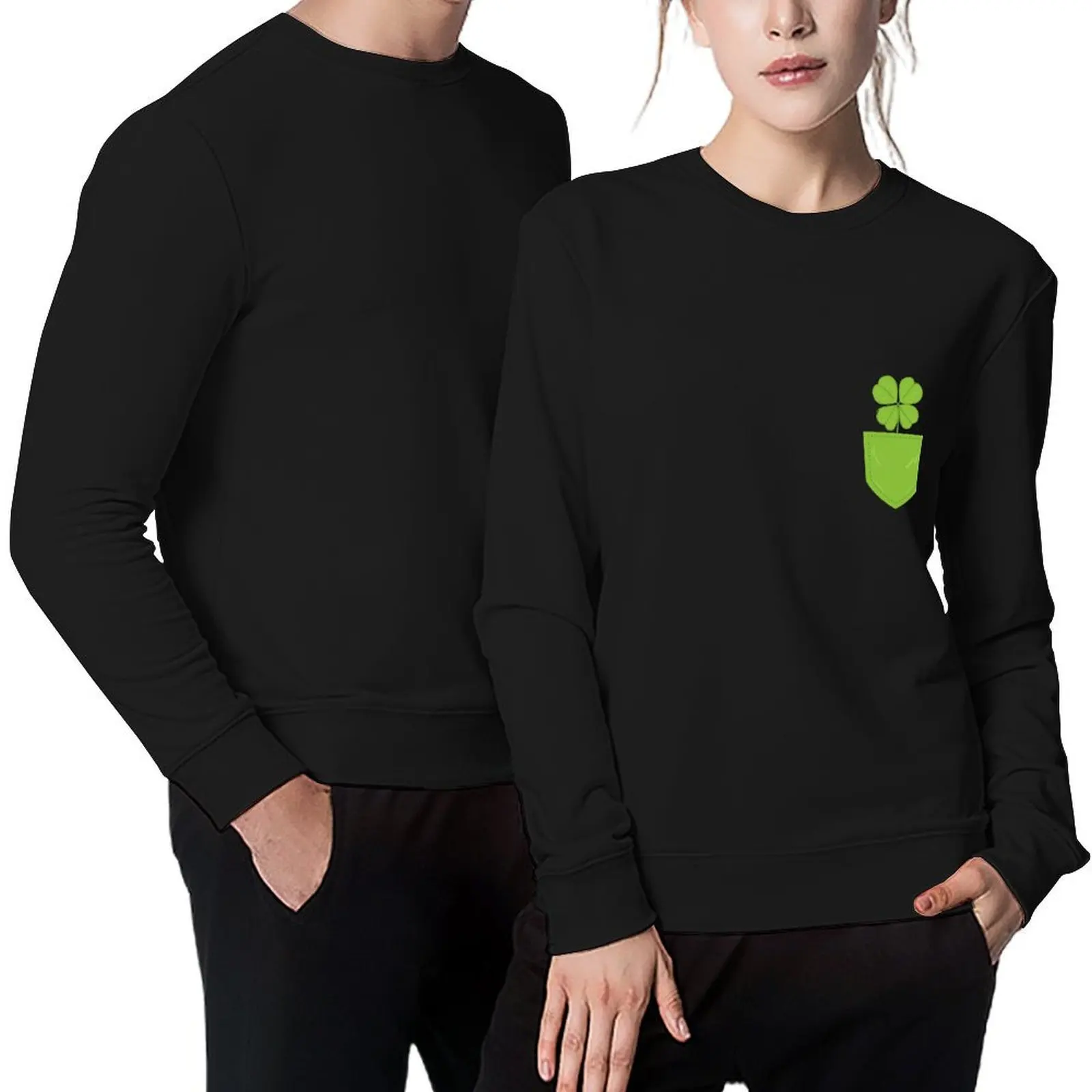 

Pocket Full of Clover - Cute St. Patrick's Day Faux Pocket Shirt Pullover tracksuit men anime sweatshirt