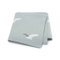Couverture pour bébé 90x70CM, en tricot, poussette, emmaillotage, Super doux, sac de nuit respirant, pour nouveau-né, fille, garçon, couette, mignon mouette