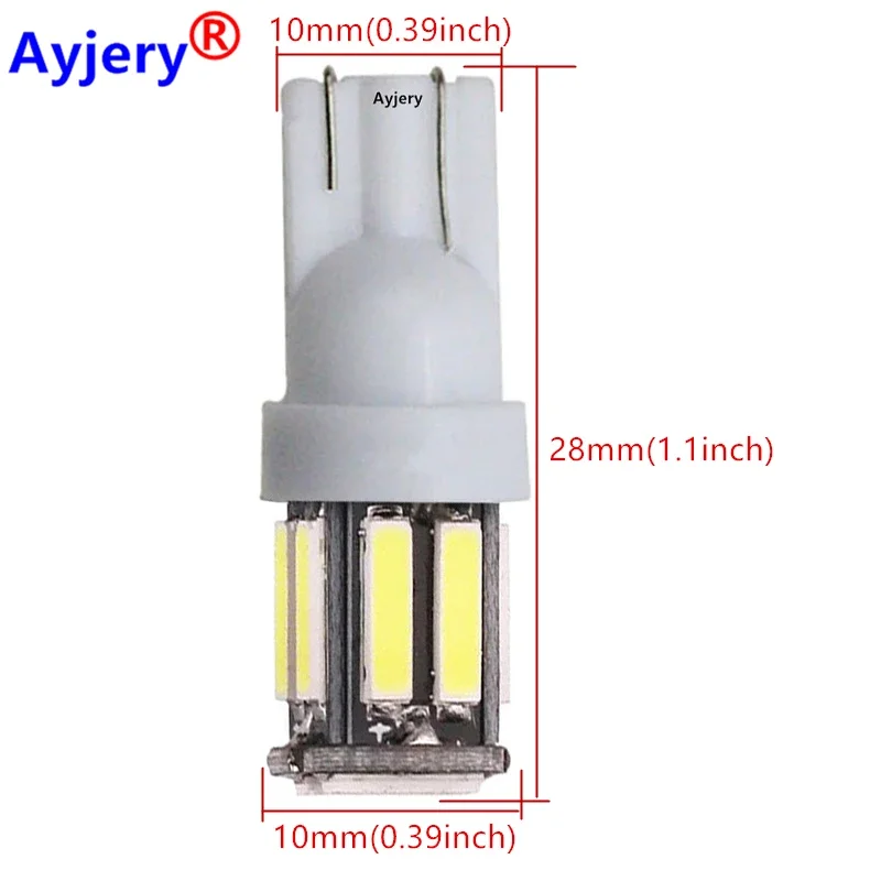 Ayjery ไฟ LED W5W T10 24V รถบรรทุก100ชิ้น7014 10 SMD ภายในรถไฟอ่านหนังสือท้ายรถยนต์ไฟป้ายทะเบียนรถรถยนต์168หลอดไฟรถยนต์