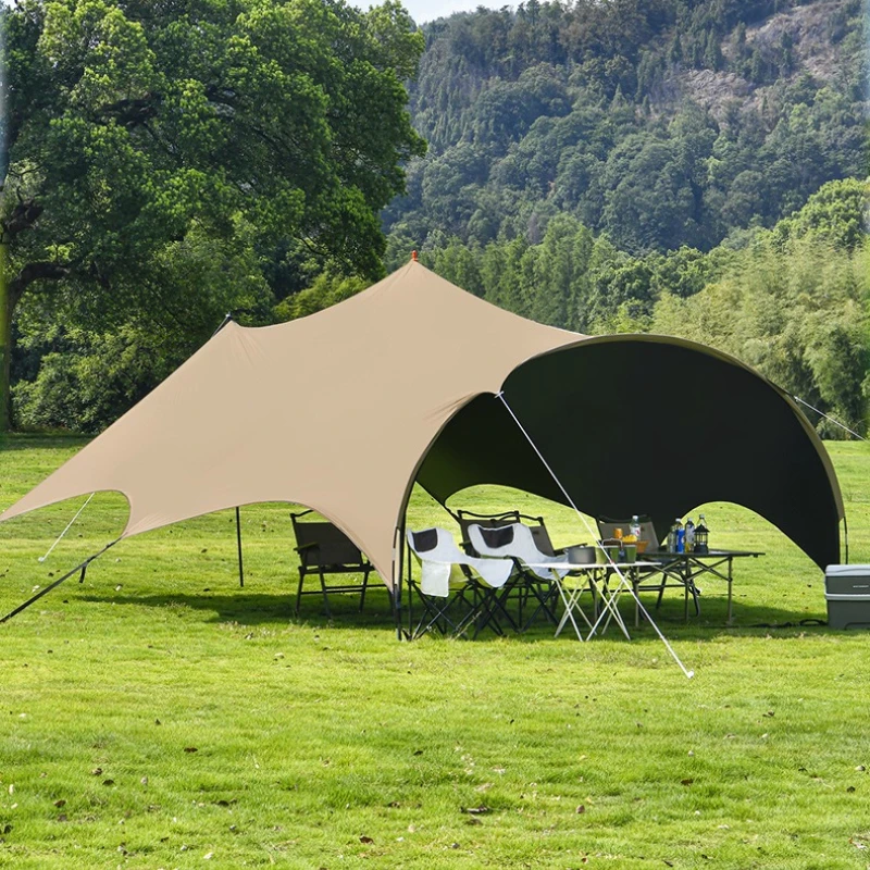 Vinyl Canopy Tent Outdoor Camping Large Space Rainproof Sunproof Butterfly Shaped Shade Canopy Gear Sunscreen and Sunshade Cloth