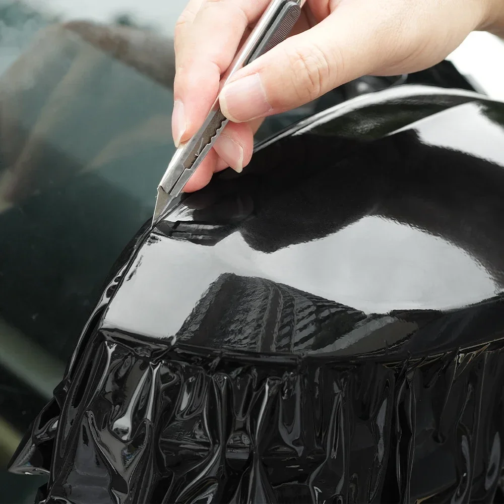 Hochwertige, glänzende, hellschwarze, selbstklebende Vinyl-Autoverpackungsfolie, Fahrzeugaufkleber auf Papierbasis, Paket auf Auto-Dekorfolie, luftblasenfrei – Detail 12