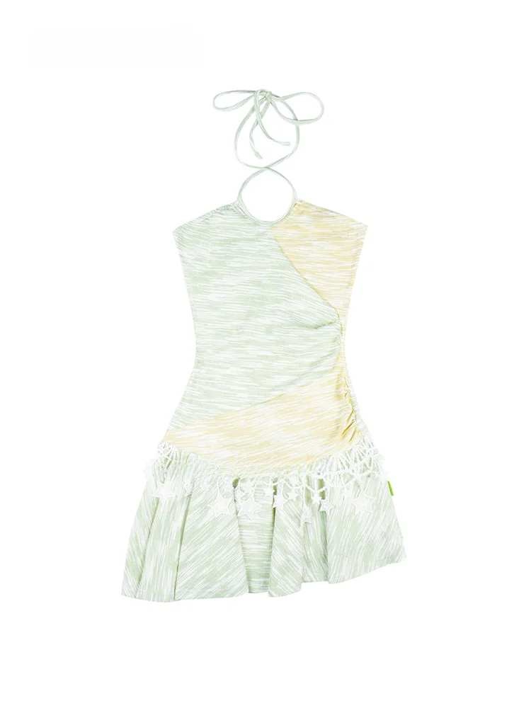 

Allbubble Original Summer Star Refreing Yellow And een Color Blo Irregular Knitted Ne Hanging Dr Sweet And Spicy S...