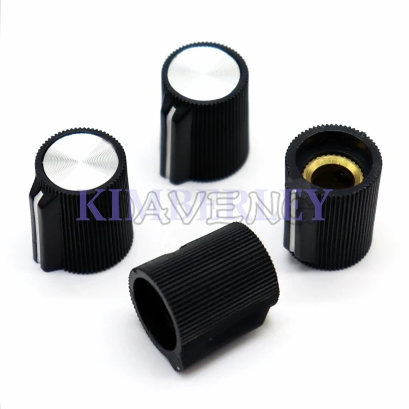 5 Piece 14 X 17MM Plastic Knob Potentiometer Knob Cap Panel Operation Adjustment Knob Cap Copper Core Round Hole 6MM