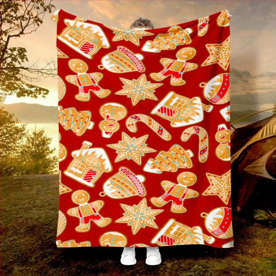 

Одеяло «Пряничный человечек-лючень», двусторонний фланелевой плед для праздника, развлечения, всесезонный комфорт, сладкий праздничный подарок