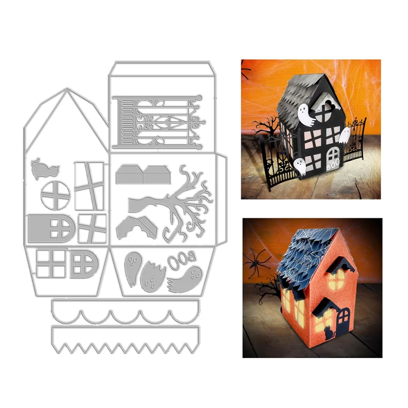 

2022 3D The Haunted House Lantern Die Set Halloween Metal Cutting Dies Scrapbooking Embossing Frame Card Craft Christmas Crafts