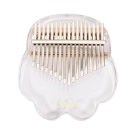 Kalimba Acrylic 17 Key Transparent Thumb Piano Crystal Cat Claw Shape With Acrylic Stand Bracket