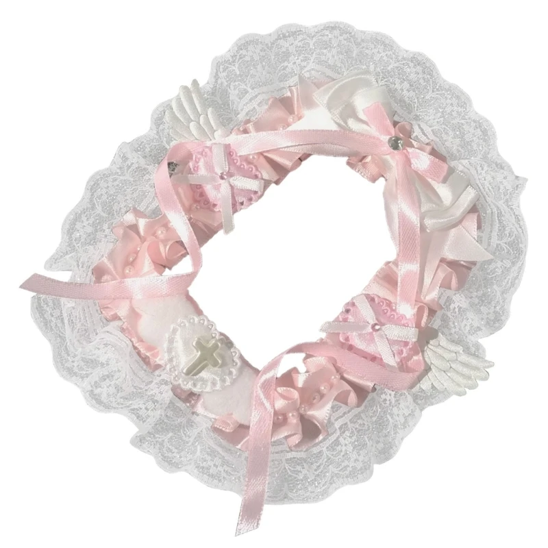 Ruy băng ren Cánh thiên thần Xù ren trang trí Photocard Chủ với chuỗi đính cườm