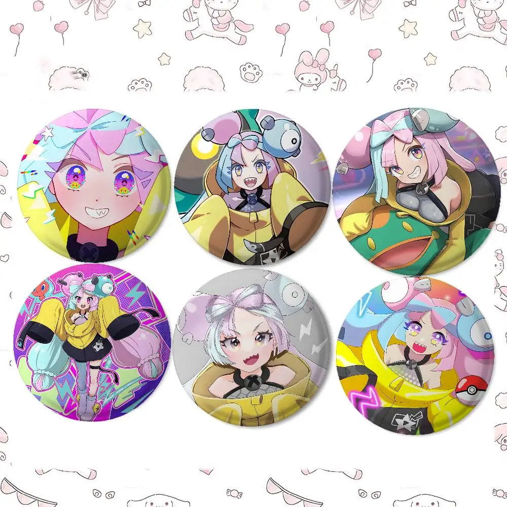 Cartoon I-Iono P-Pokemon Badges Peripheral Lapel Pins Tinplate Round Brooch For Shoulder Bag Accessories Souvenir Gifts