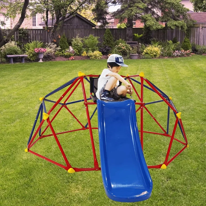 XCF007 Scalatore a cupola da 6 piedi con scivolo da 1,2 m per scalatore per bambini con pietre da arrampicata Attrezzatura per parchi giochi all'aperto per bambini All'aperto