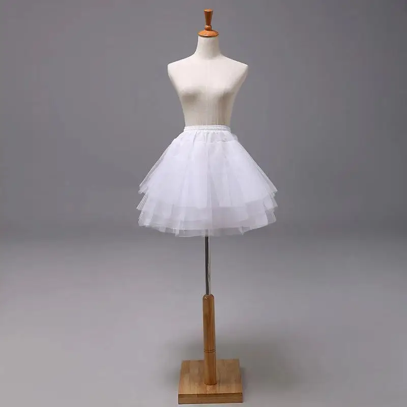 Women Girl Hoopless Petticoat Crinoline 3 Layers Tutu Skirts Knee Length