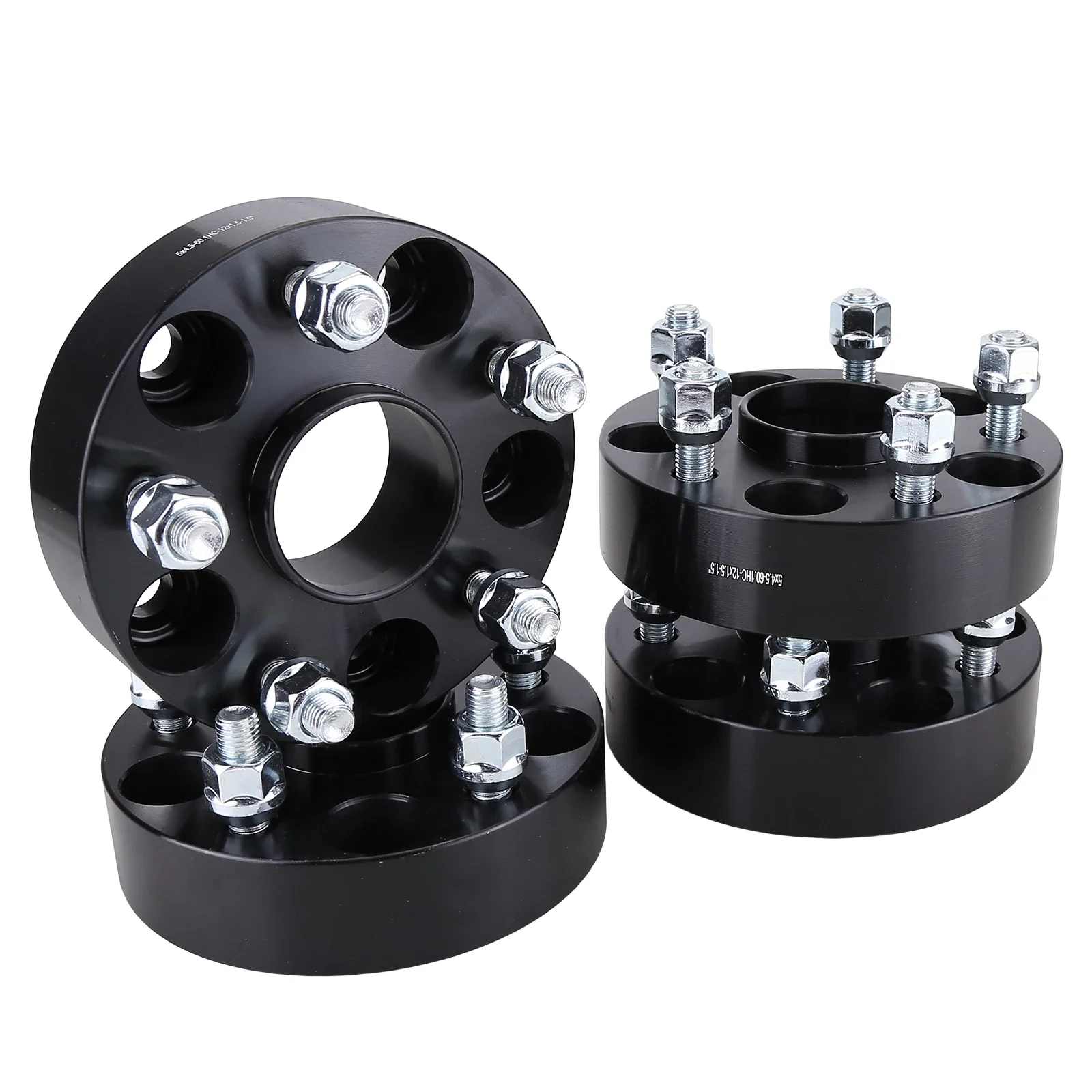 

4 шт., черный 1,5-дюймовый фланцевый адаптер для колес 5x4,5, прокладка для колес 60,1 мм, центральная апертура, болты 12x1,5