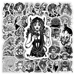 Fantasy Gothic Witch Stickers Black White DIY Toys Gift Decorative Decal for Laptop Phone Scrapbook Diary Luggage Waterproof