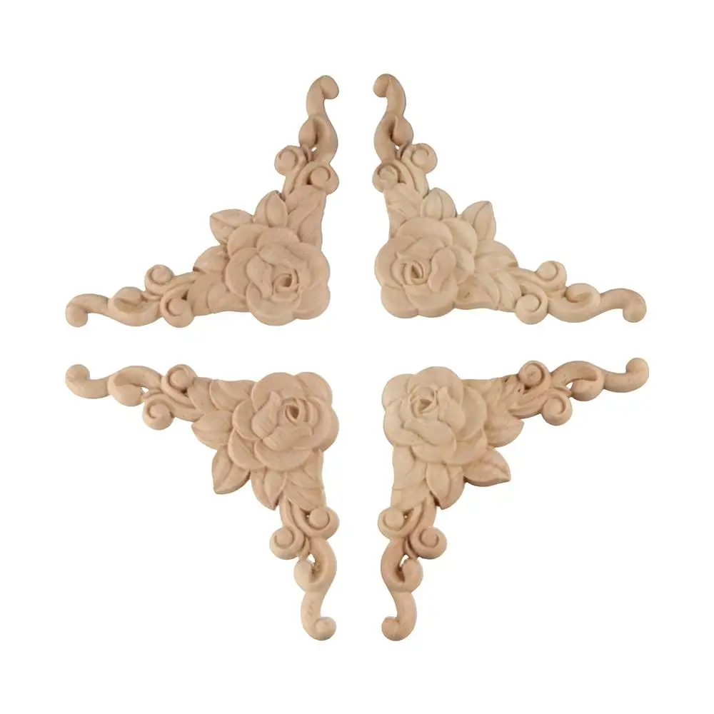 

Woodcarving Decorative Cabinet Decoration Wood Figurines Corner Applique Furniture Applique Wooden Applique Wooden Decoration