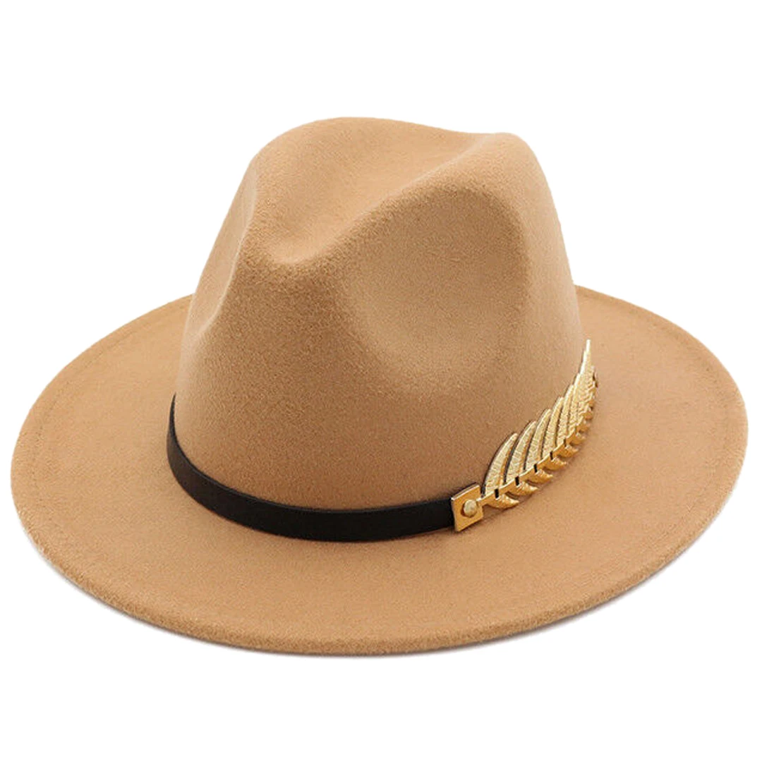 Women's Men's Fedora Hat Wide Brim Church Wedding Jazz Panama Caps Autumn Casual Outdoor with Plastic Fish Bone Belt