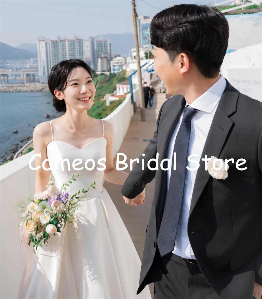 

2023 Sweetheart Ivory Korea Bride Dresses 웨딩드레스 Wedding Dress A-Line Ruched Corset Simple Evening Dress Ivory Bridal Gown