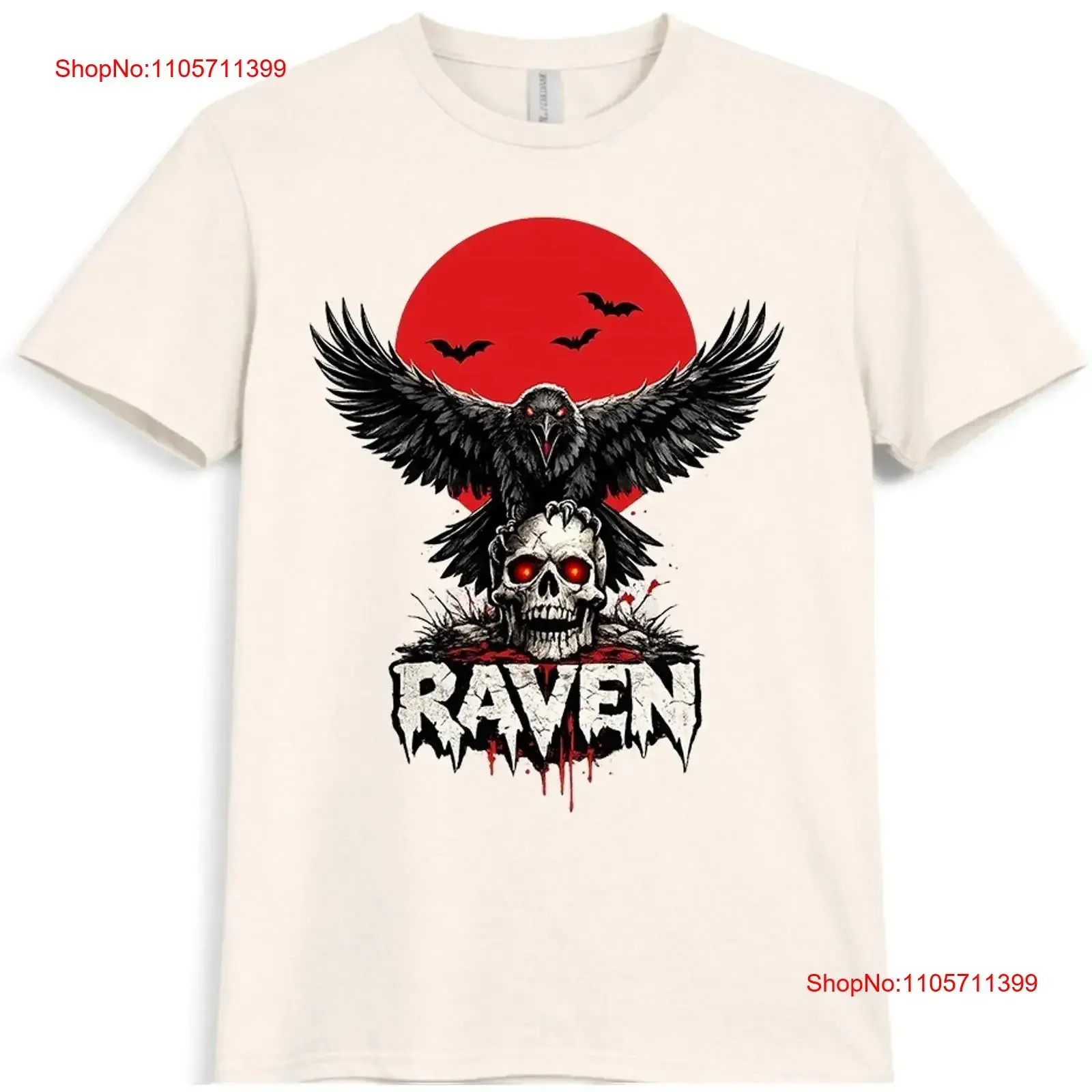 Raven Skull T Shirt Gothic Dark Horror Bird Wings Art long or short sleeves vintage Washed Comfortable Versatile Stylish