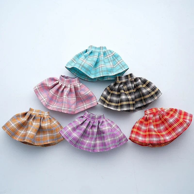 New Suitable for 30cm Thin Dolls DIY Plaid Clothes Pleated Short Skirt Accessories Girl's Toy