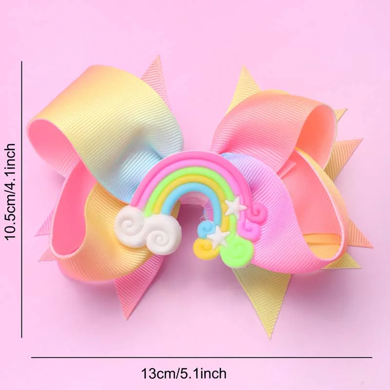 ncmama Sweet Girls Ribbon Bow Hair Clips Delicate Colorful Hair Pins Rainbow Barrettes Child Headwear Fashion Hair Accessories