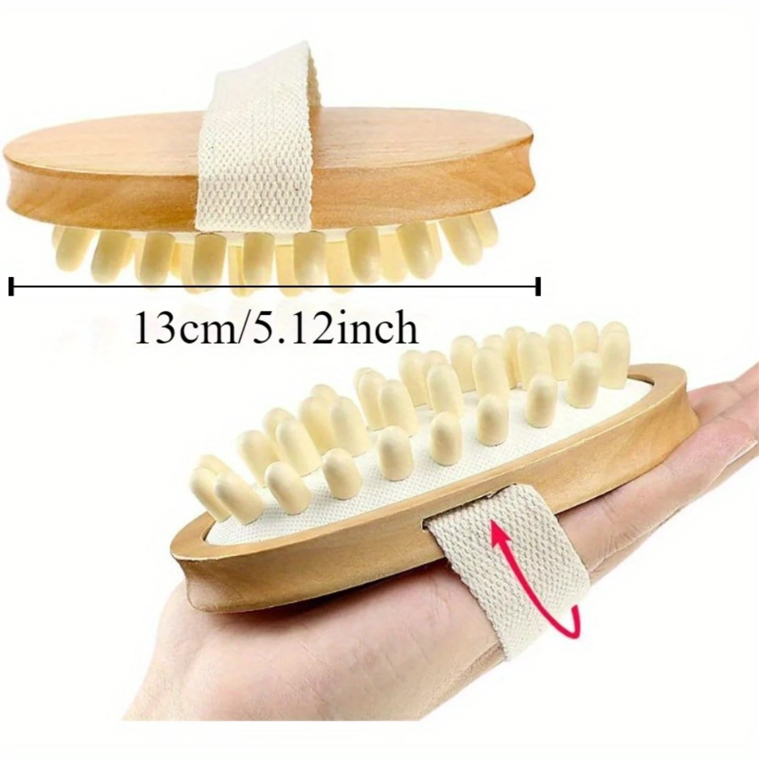 Natural Wooden Dry Body Brush for Cellulite Reduction and Improved Lymphatic Blood Circulation, Alcohol-Free Massage Brush for S