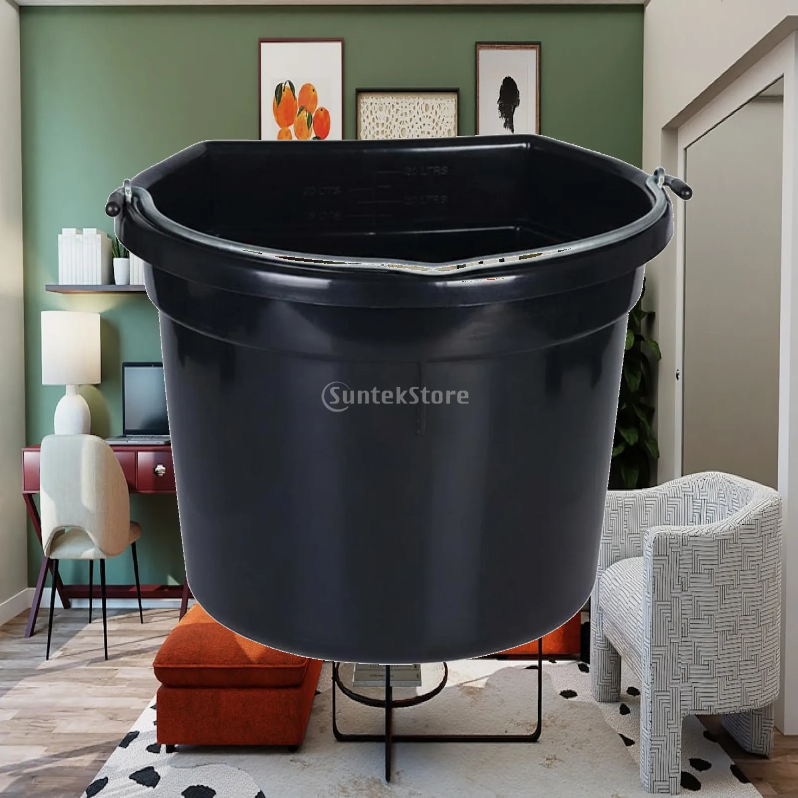 Flat Back Feed Pail Metal Handle Horse Water Pail Heavy Duty for Stable