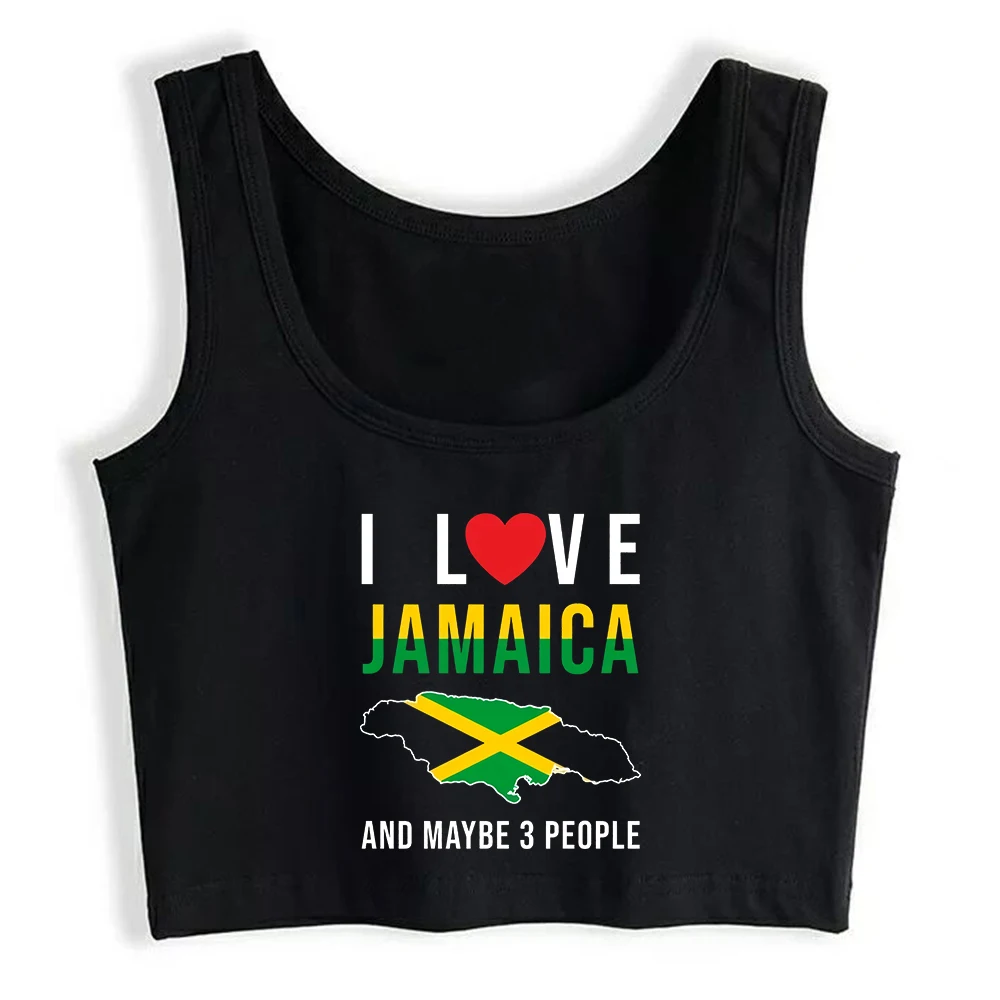 I Love Jamaica And Maybe Three People Design Sexy Slim Crop Top Personality Cotton Breathable Tank Tops Customizable Camisole