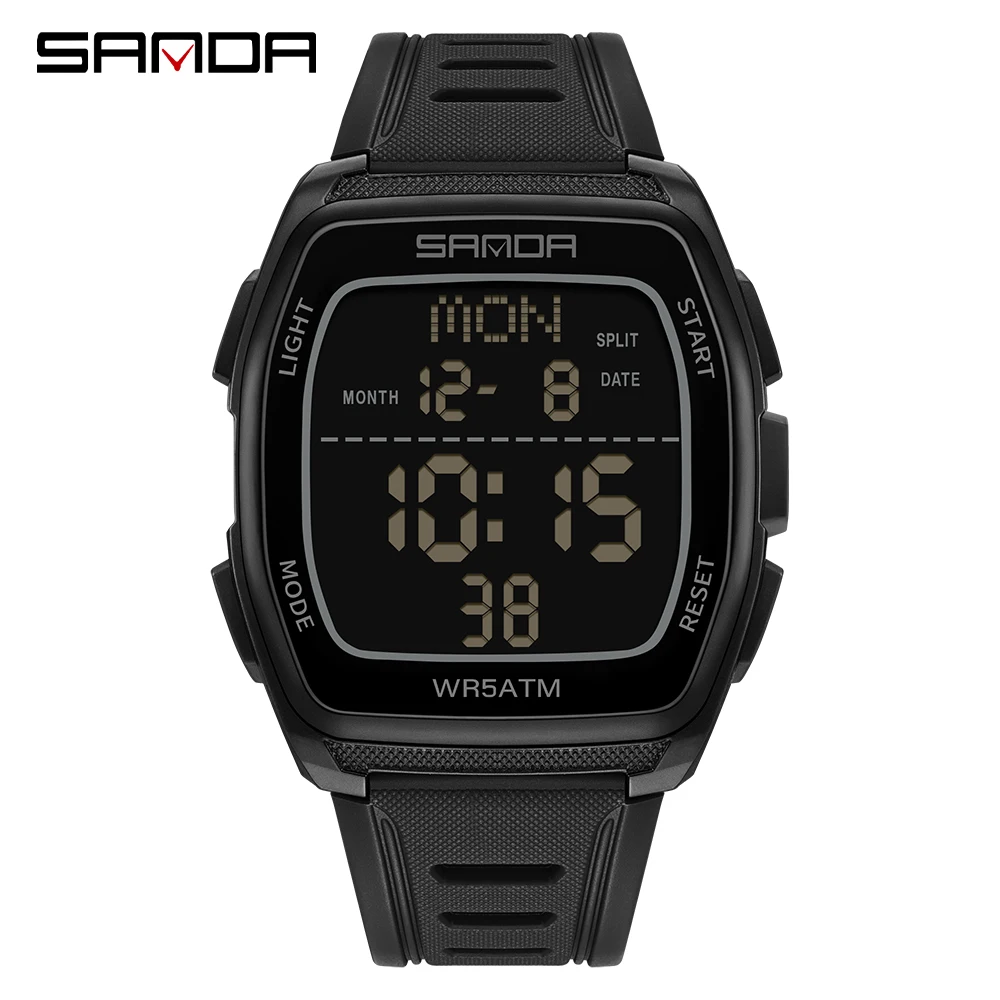 

Мужские электронные часы SANDA SD9080, многофункциональный будильник, ночник, водонепроницаемые, ударопрочные, спортивные часы
