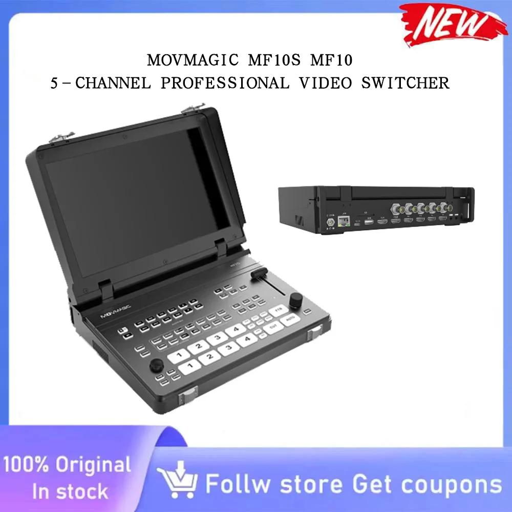 5 Channel SDI Video Mixer MOVMAGIC MF10 MF10S 4K 60FPS 8 Layer Effect 10.1 Inch Built-in Screen Live Production Switcher