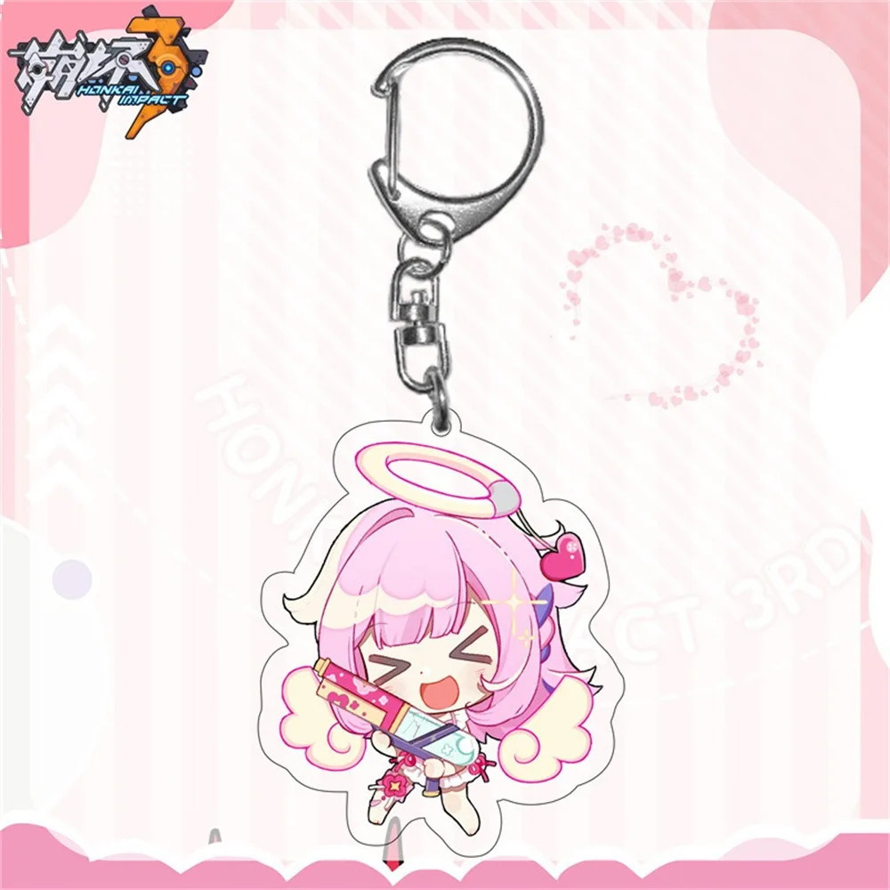 Anime Game Honkai Impact 3 Acrylic Keychain Cosplay Figure Elysia Cartoon Double-sided Pendant Keychain Bag Decoration Gift
