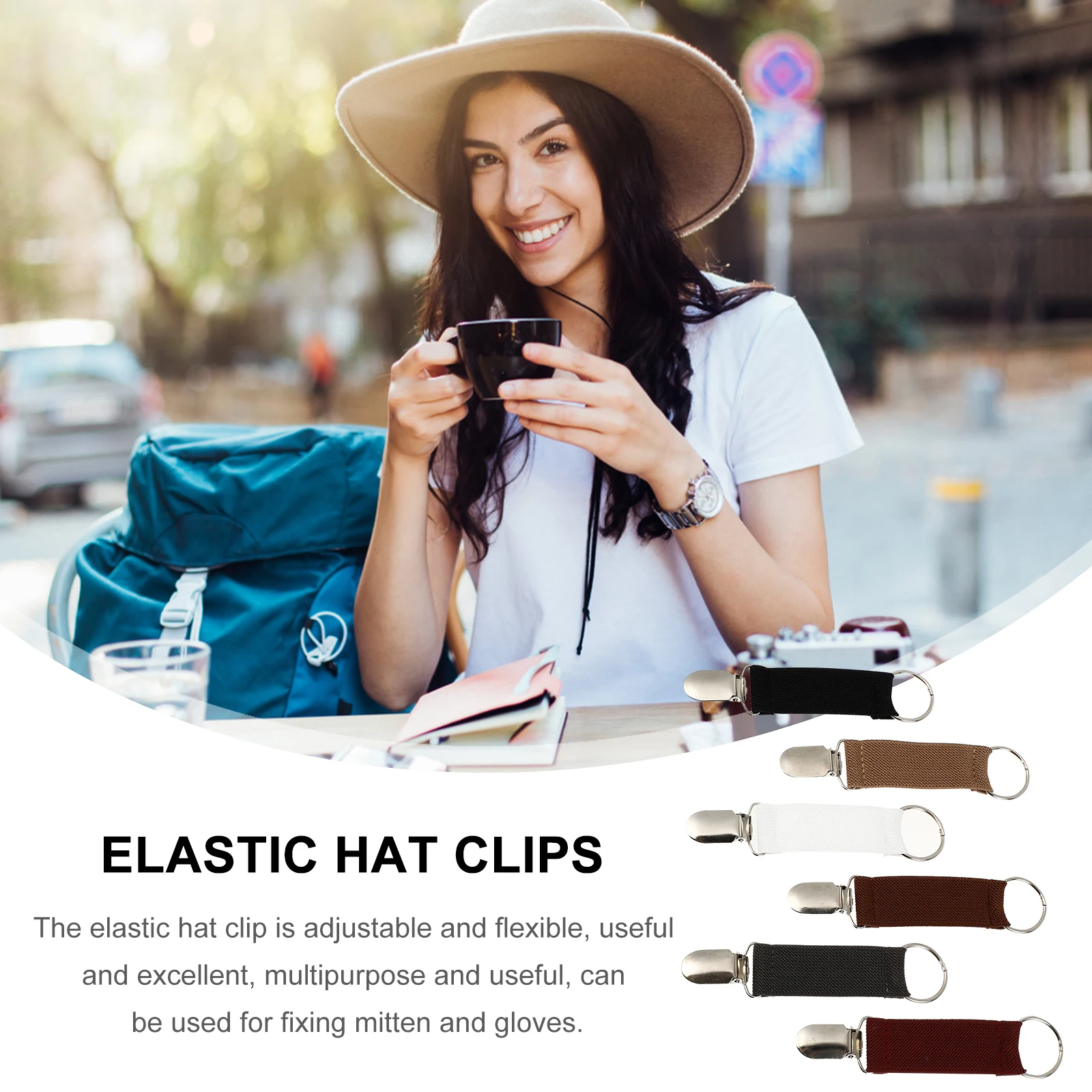 

6Pcs Headwear Clip Heavy Duty Travel Hat Clip with Strong Elastic Band Secure Fit Lightweight Wear-Resistant Clips for Outdoor