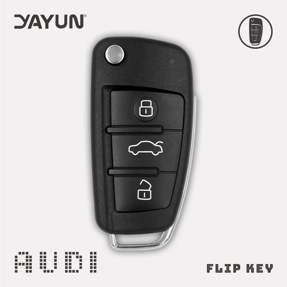 

YAYUN 3 Button Folding Remote Flip Car Key Shell Case ForAudi A2 A3 A4 A6L A8 Q7 TT Fob Case Replacement