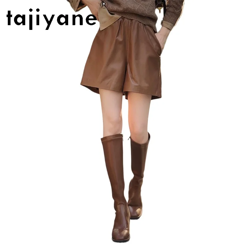 TAJIYANE Genuine Leather Shorts Woman Real Sheepskin A-line Short Pants Korean Style Spring Women Clothing Шорти Жіночі 2025