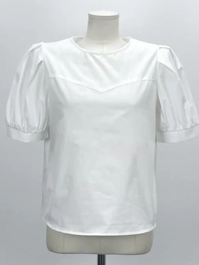 Chic All'inizio della primavera Vintage Age-Defng Semplice Casual rotondo Ne Pieghettato Bubble Sve irt Faion da donna Primavera Autunno
