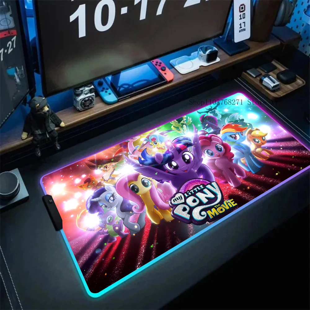 

M-My L-Little P-Pony Mousepad XXL RGB Gaming Mouse Pads HD Black Gamer Accessories Large LED