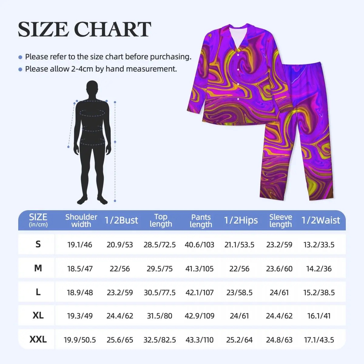 Pigiama Uomo Neon Liquid Print Sleepwear Design astratto 2 pezzi Pigiama casual Set manica lunga Trendy Abito da casa oversize