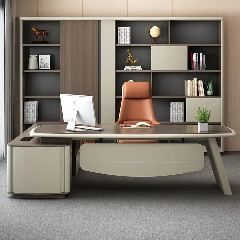 Light luxury desk boss table president big desk general manager simple modern file cabinet office table and chair combination