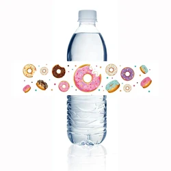 Pegatina de sellado Rectangular para botella de agua, adhesivo para botella de agua Mineral de feliz cumpleaños, Donut dulce, decoración para fiesta de cumpleaños, 10 piezas