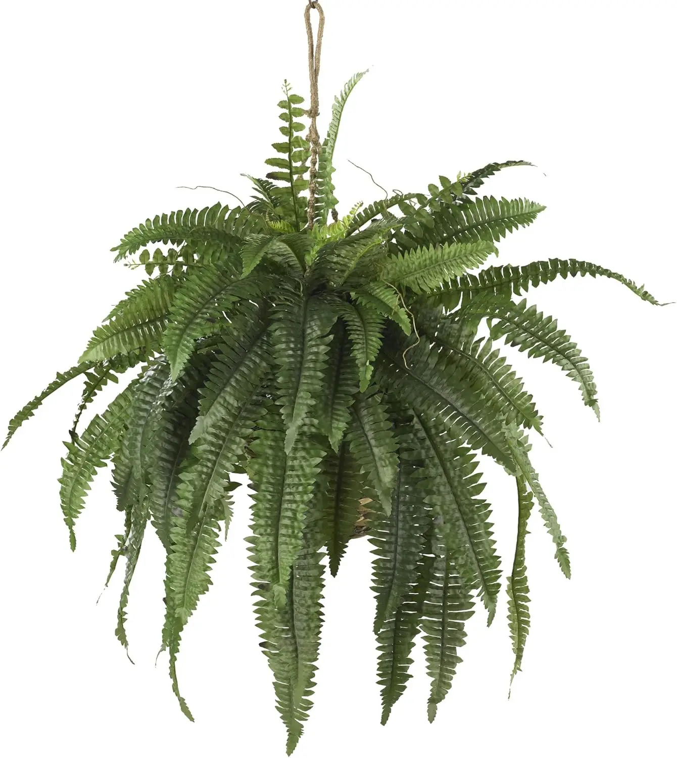 

Large Boston Fern Hanging Basket Artificial Plant, Green, 22in for Home Decor
