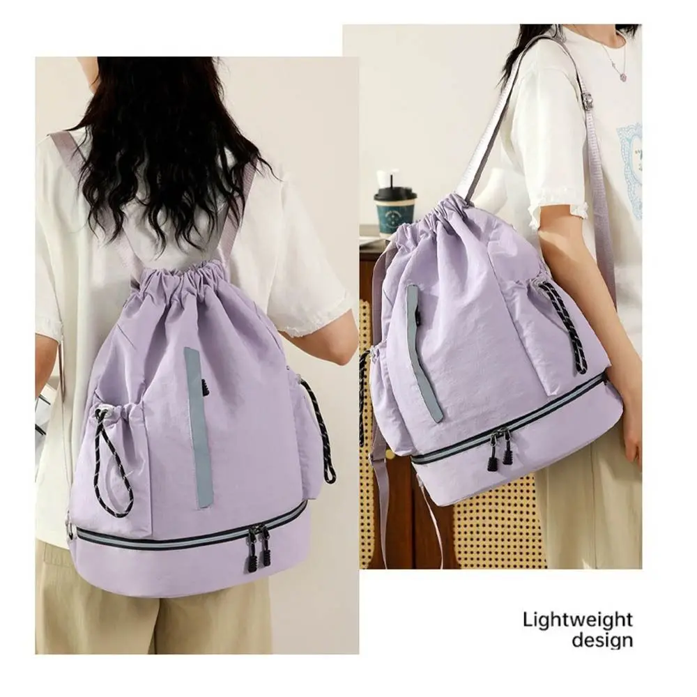 Lightweight Drawstring Sports Bag Waterproof with Reflective Strip Fitness Daypack Dry and Wet Separation Large Capacity