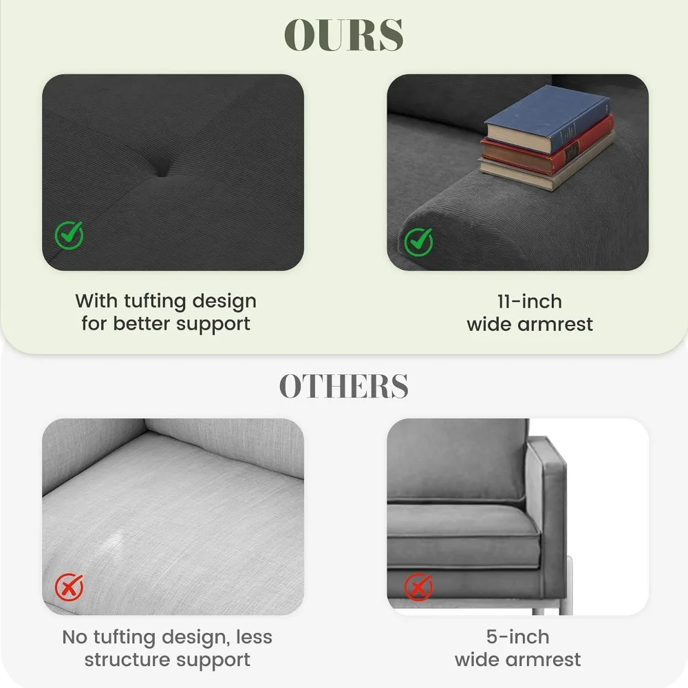 118'' Modular Boneless Sofa,Sectional Couch for Living Room, Customized