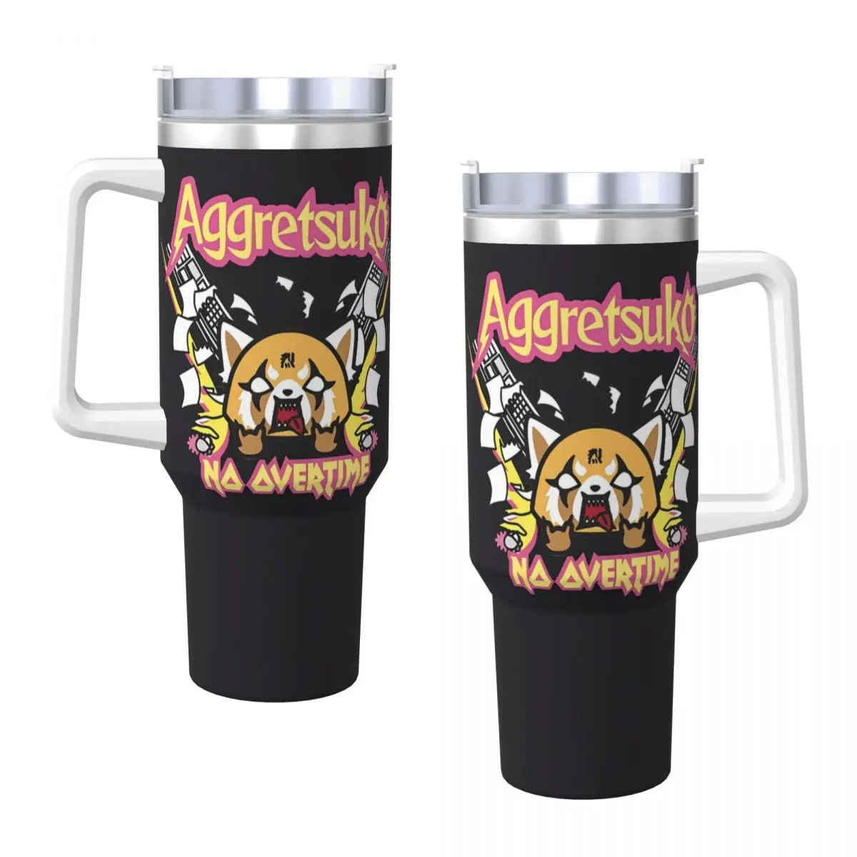 Stainless Steel Tumbler Aggretsuko No Overtime Thermal Mug Heat Preservation Hot Drinks Mugs Travelist Custom DIY Water Bottle