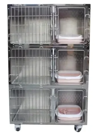 Hot Selling 304 Stainless steel high end cat cage with independent cat toilet