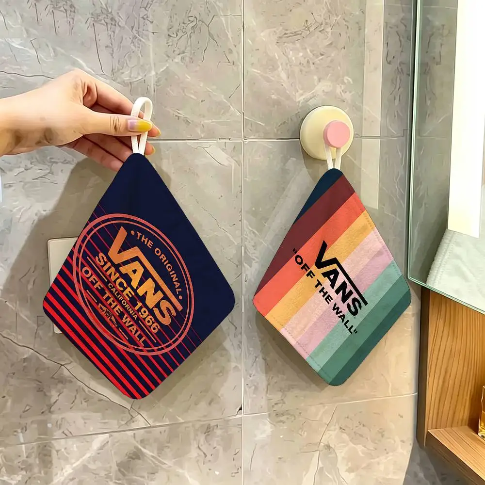Classic Logo V-VanS Polyester Cotton Hand Wiping Towel, Hanging Towel, Quick Dry for Kitchen Bathroom Daily Supplies