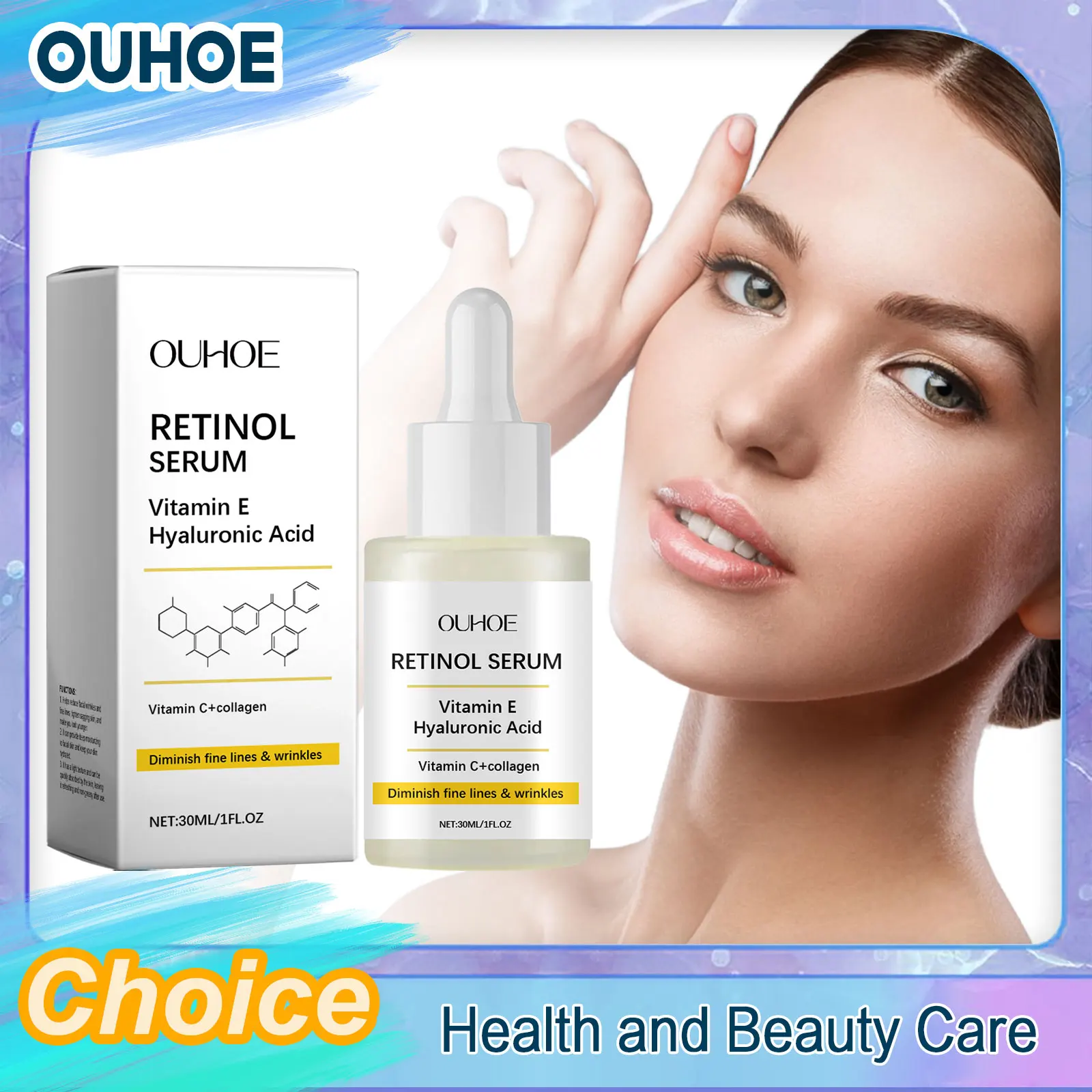 Reducing Wrinkle Retinol Serum Delaying Aging Removing Dark Spots Fading Fine Lines Lightening Tightening Smooth Facial Essence