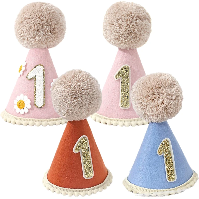Chapéu de aniversário de cone de 1 ano, bebê, meninos, meninas, mini número, faixa de cabeça, chá de bebê, feliz aniversário, festa, fotografia, adereços de decoração