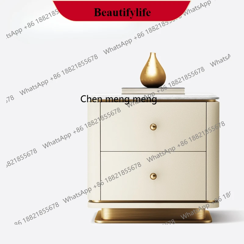 

G153 Villa marble bedside table large flat mansion new light luxury Italian luxury stone bedside table